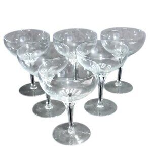 Vtg Belfor Exquisite Crystal Black Core Champagne/Tall Sherbet Bohemia Set of 6